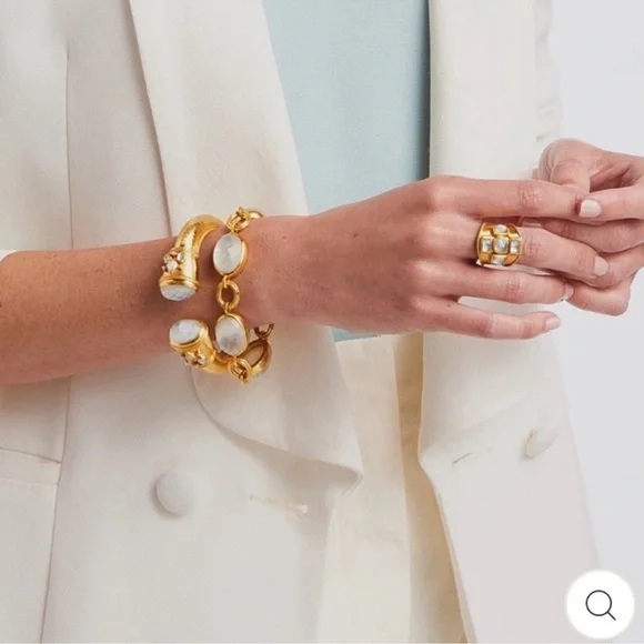 Julie Vos NWT authentic luxury minimalist Iridescent Chalcedony Blue Bracelet - Picture 4 of 17